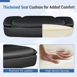 Leather Office Chair Ergonomic Computer Desk Chair with Flip-up Armrests Rocking Function-Black