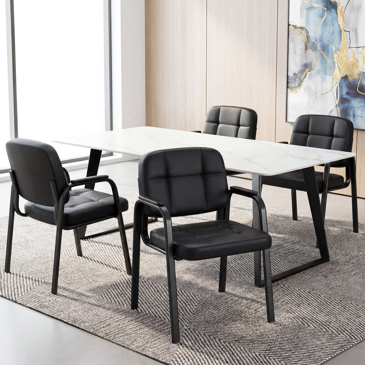 Leather Office Reception Chairs Waiting Room Guest Chairs Set of 2
