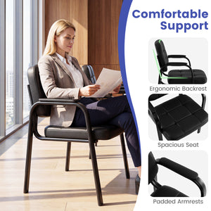Leather Office Reception Chairs Waiting Room Guest Chairs Set of 2