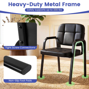 Leather Office Reception Chairs Waiting Room Guest Chairs Set of 2