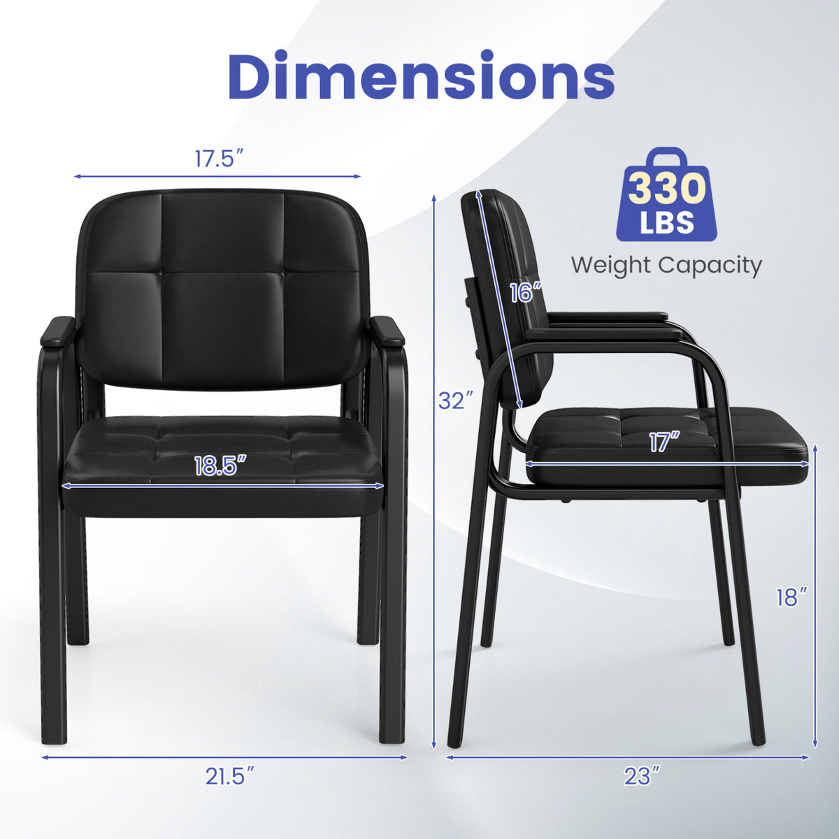 Leather Office Reception Chairs Waiting Room Guest Chairs Set of 2