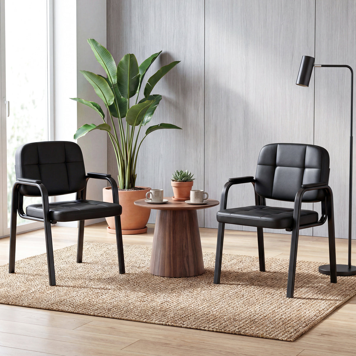 Leather Office Reception Chairs Waiting Room Guest Chairs Set of 4