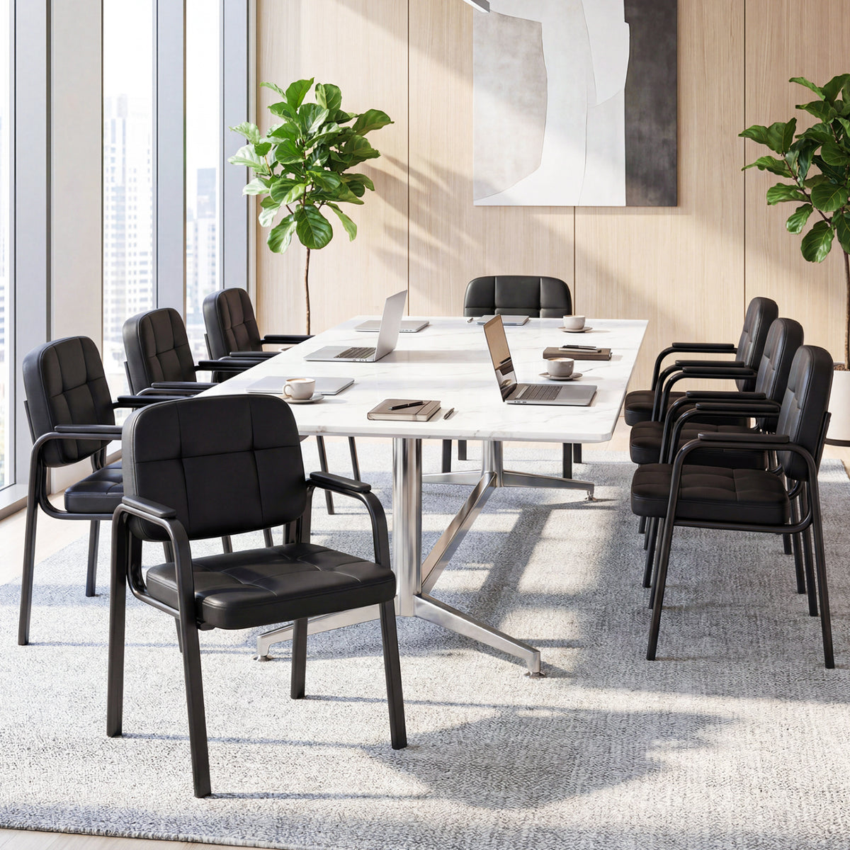 Leather Office Reception Chairs Waiting Room Guest Chairs Set of 4