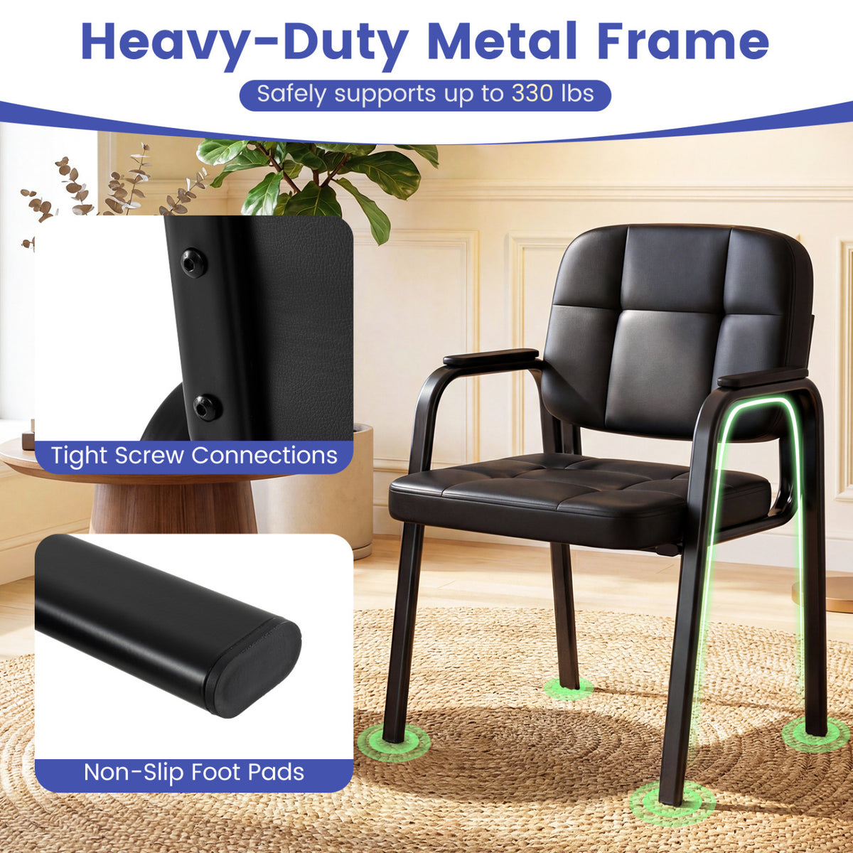 Leather Office Reception Chairs Waiting Room Guest Chairs Set of 4