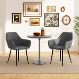 Leisure Dining Chair Set of 2 with Curved Backrest and Wide Seat-Gray