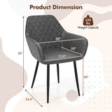 Leisure Dining Chair Set of 2 with Curved Backrest and Wide Seat-Gray