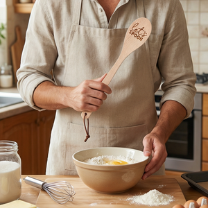 Let's Spoon Wooden Cooking Spoon | Beech Wood Kitchen Utensil in Canvas Gift Bag