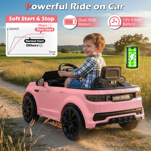 Licensed Land Rover Kids Ride on Car 12V Battery Powered Kids Electric Car-Pink