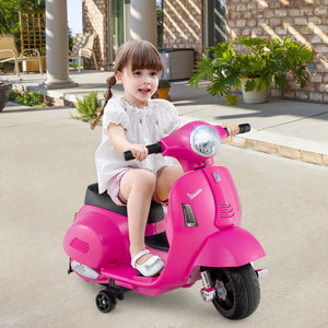 Kids Ride on Motorcycle Licensed Vespa with LED Headlight and Horn Sound-Pink