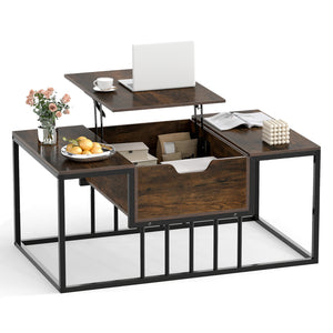 Lift Top Coffee Table Modern Center Table with Hidden Storage Compartment-Rusitc Brown