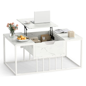 Lift Top Coffee Table Modern Center Table with Hidden Storage Compartment-White
