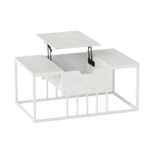 Lift Top Coffee Table Modern Center Table with Hidden Storage Compartment-White