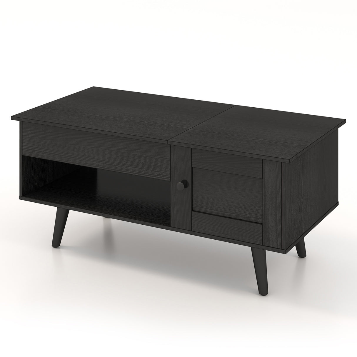 Lift Top Coffee Table with Storage and Hidden Compartment-Black