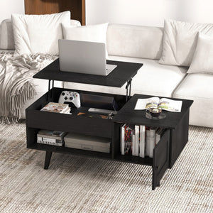 Lift Top Coffee Table with Storage and Hidden Compartment-Black