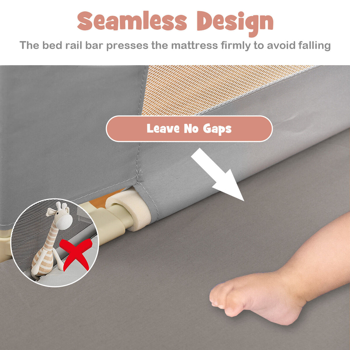 Vertical Lifting Baby Bed Rail with Lock-L