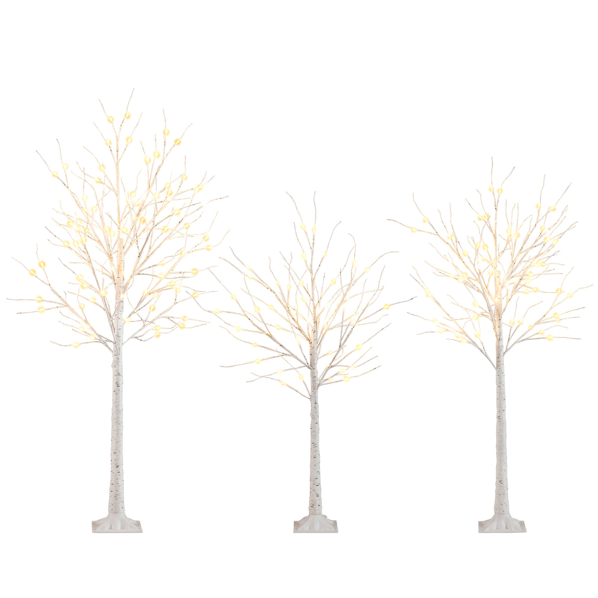 Lighted Birch Tree Set of 3 with 4/5/6 FT Pre-Lit Artificial Christmas Tree for Holiday Party