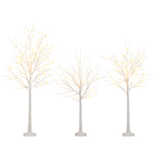 Lighted Birch Tree Set of 3 with 4/5/6 FT Pre-Lit Artificial Christmas Tree for Holiday Party