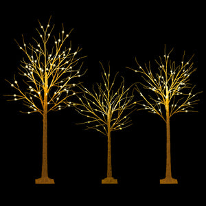 Lighted Birch Tree Set of 3 with 4/5/6 FT Pre-Lit Artificial Christmas Tree for Holiday Party