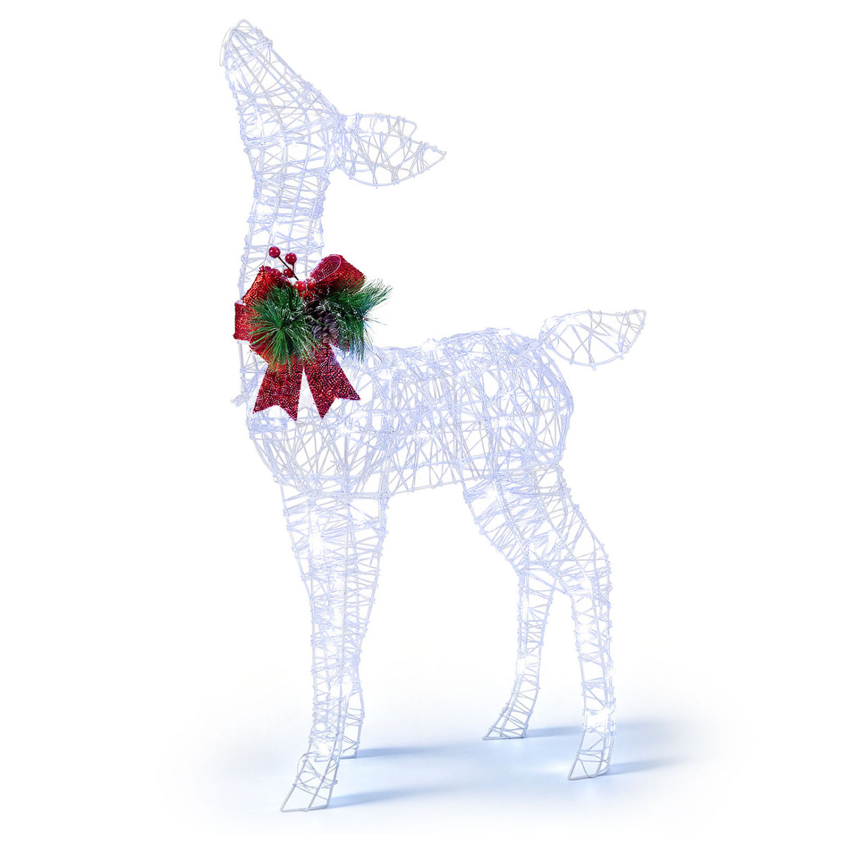 Lighted Christmas Deer Decorations with Cold White LED Lights-White