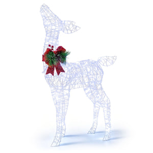Lighted Christmas Deer Decorations with Cold White LED Lights-White