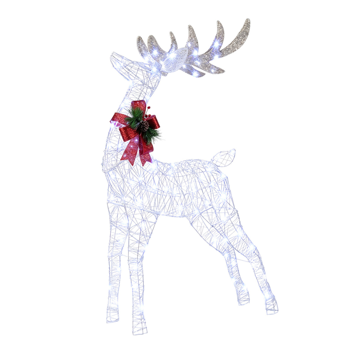 Lighted Christmas Reindeer with Cold LED Lights for Yard-White