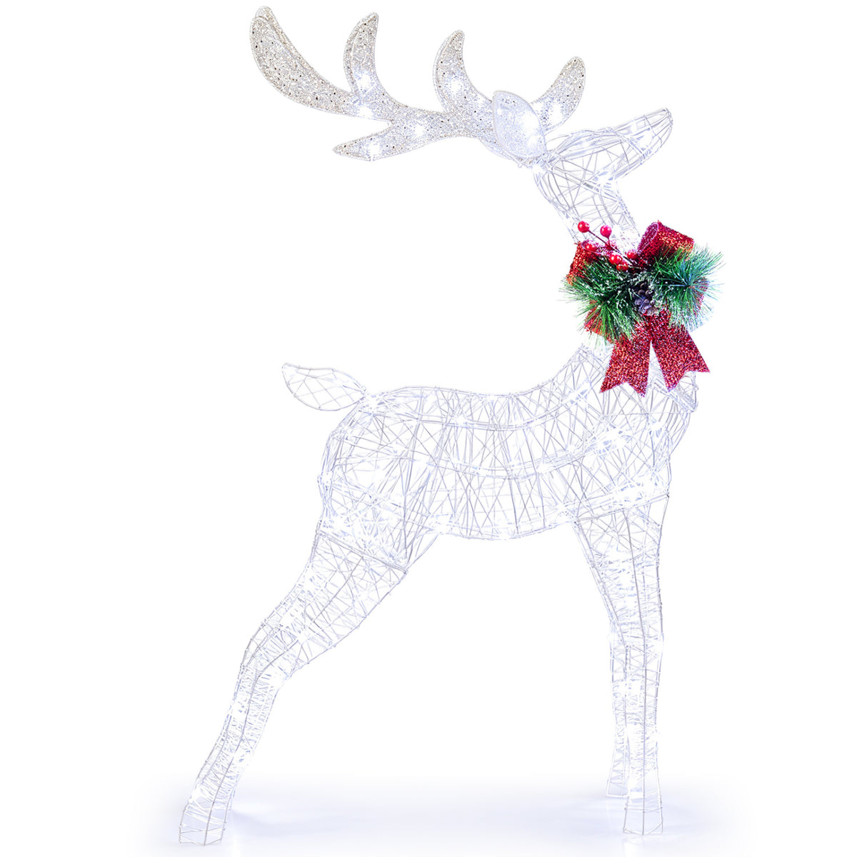 Lighted Christmas Reindeer with Cold LED Lights for Yard-White