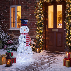 Lighted Snowman Christmas Decoration with Cold White LED Lights-White