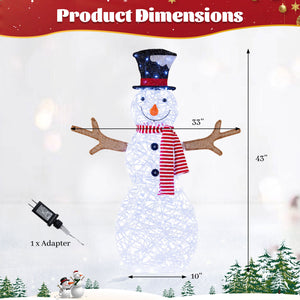 Lighted Snowman Christmas Decoration with Cold White LED Lights-White