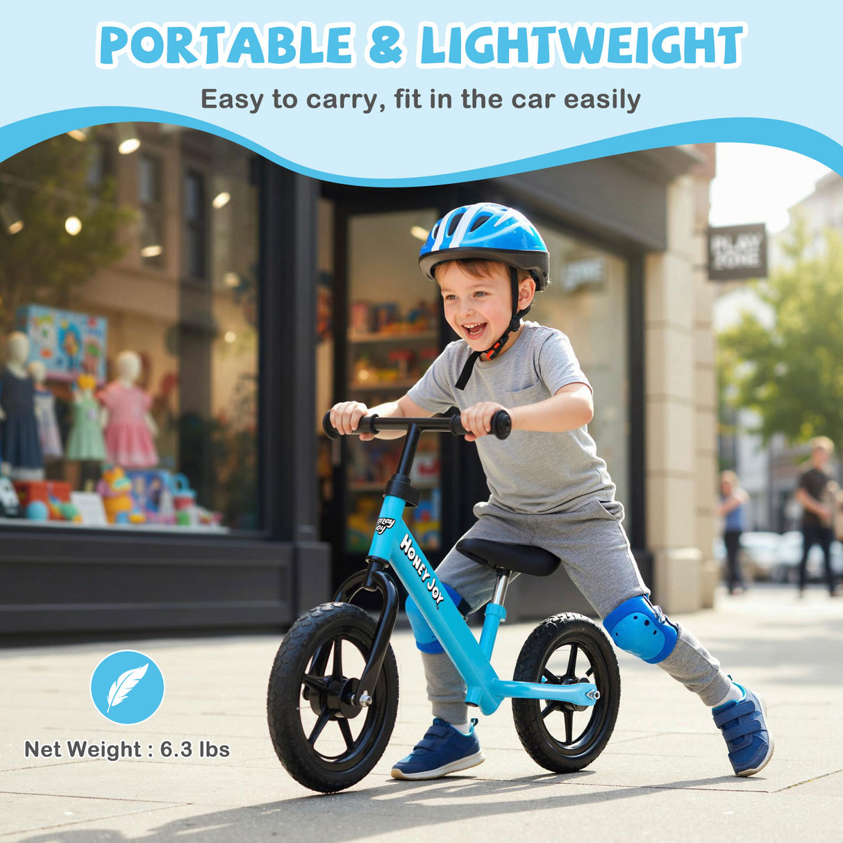 Lightweight Toddler Balance Bike No Pedal Training Bicycle-Blue