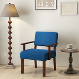 Linen Accent Chair Living Room Chair with Soft Padded Seat and Backrest-Blue