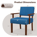 Linen Accent Chair Living Room Chair with Soft Padded Seat and Backrest-Blue