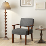 Linen Accent Chair Living Room Chair with Soft Padded Seat and Backrest-Gray