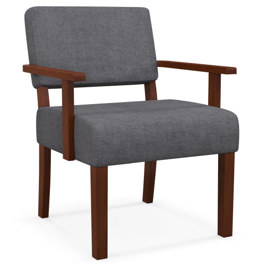 Linen Accent Chair Living Room Chair with Soft Padded Seat and Backrest-Gray