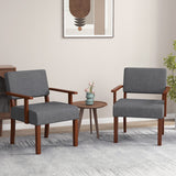Linen Accent Chair Living Room Chair with Soft Padded Seat and Backrest-Gray