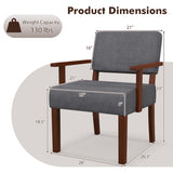 Linen Accent Chair Living Room Chair with Soft Padded Seat and Backrest-Gray
