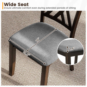 Linen Fabric Upholstered Wooden Dining Chair Set of 2 with Rubber Wood Frame for Dining Room-Gray