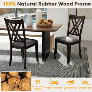Linen Fabric Upholstered Wooden Dining Chair Set of 4 with Rubber Wood Frame for Dining Room-Gray