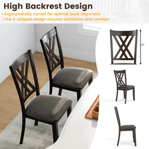 Linen Fabric Upholstered Wooden Dining Chair Set of 4 with Rubber Wood Frame for Dining Room-Gray