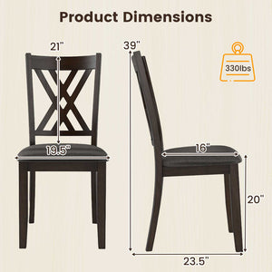 Linen Fabric Upholstered Wooden Dining Chair Set of 4 with Rubber Wood Frame for Dining Room-Gray