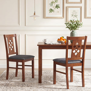 Linen Style Upholstered Kitchen Chairs with Wood Frames Set of 2-Cherry