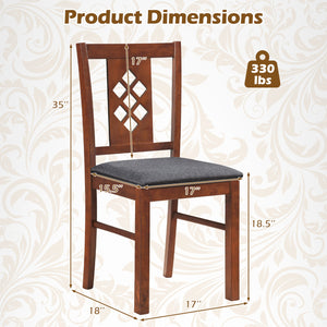 Linen Style Upholstered Kitchen Chairs with Wood Frames Set of 2-Cherry