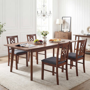 Linen Style Upholstered Kitchen Chairs with Wood Frames Set of 4-Cherry