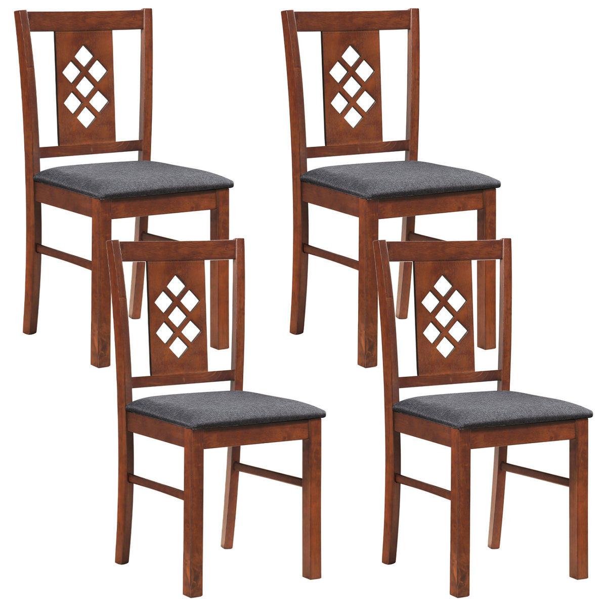 Linen Style Upholstered Kitchen Chairs with Wood Frames Set of 4-Cherry