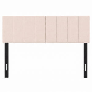 Linen Upholstered Headboard with Solid Wood Legs and Adjustable Width-Beige