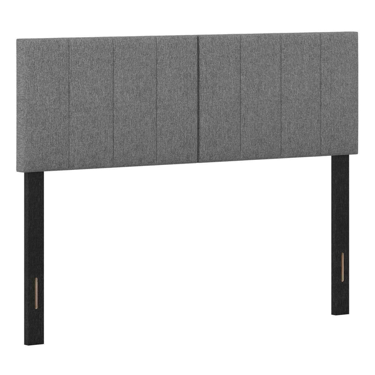 Linen Upholstered Headboard with Solid Wood Legs and Adjustable Width-Dark Gray