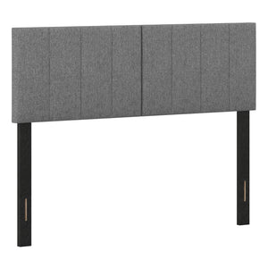 Linen Upholstered Headboard with Solid Wood Legs and Adjustable Width-Dark Gray