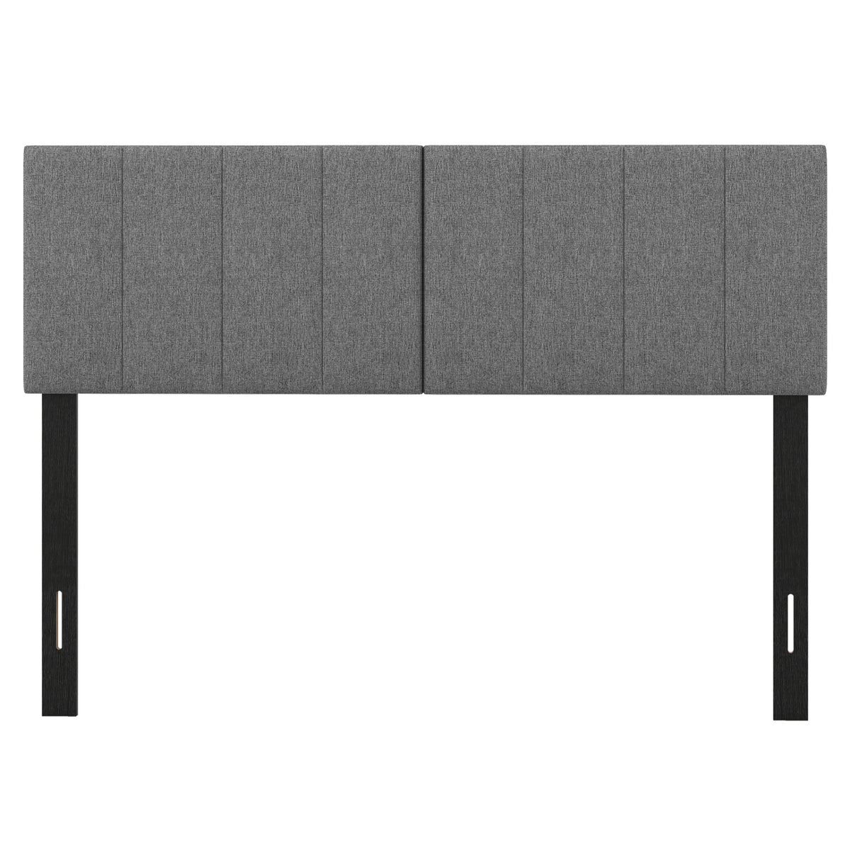 Linen Upholstered Headboard with Solid Wood Legs and Adjustable Width-Dark Gray