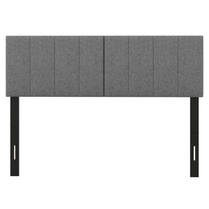Linen Upholstered Headboard with Solid Wood Legs and Adjustable Width-Dark Gray