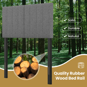 Linen Upholstered Headboard with Solid Wood Legs and Adjustable Width-Dark Gray