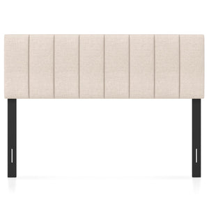 Linen Upholstered Headboard with Solid Wood Legs and Adjustable Width-Beige